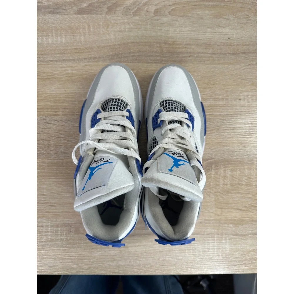 Jordan 4 Retro Military Blue 2018 White Grey Sneakers 308497-406 Mens Size 7